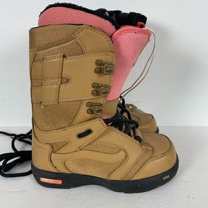 Vans Tan and Pink Women's Snowboard Boots